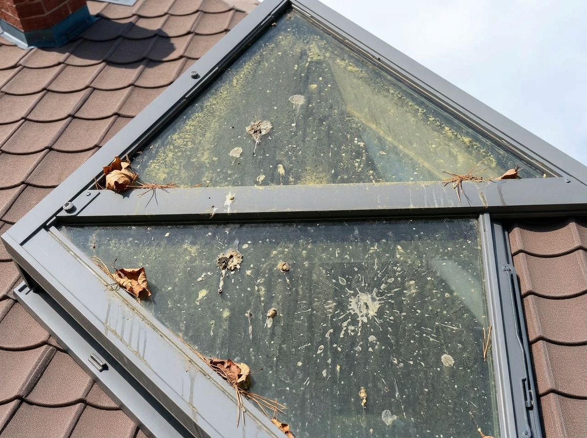 Before — Skylight & Solar Panel Cleaning — Roof-mounted solar array — Newmarket