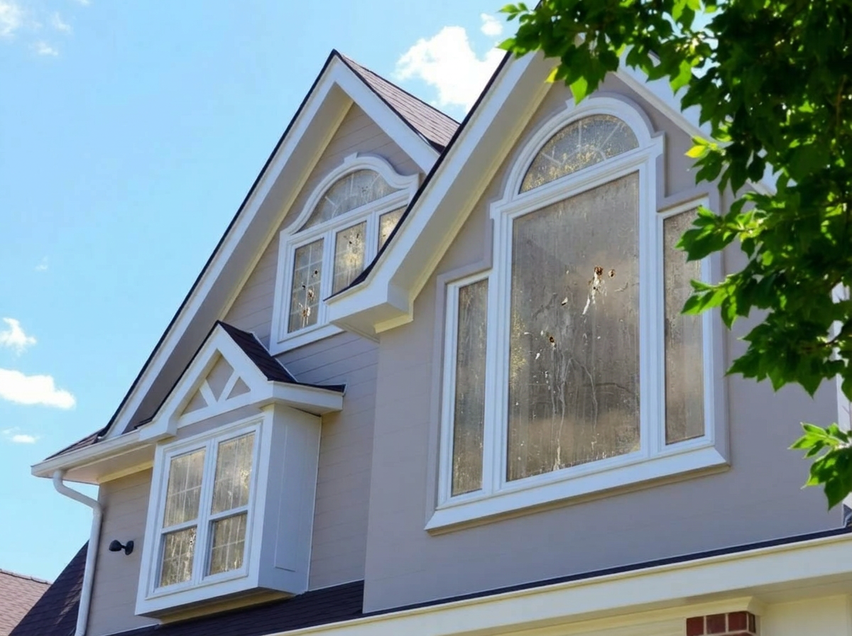 Before — Water Fed Pole Cleaning — 3rd-story dormers — King City